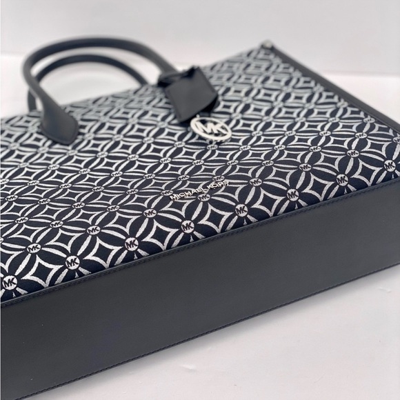Michael Kors Mirella Medium Metallic Logo Jacquard Tote Bag - Picture 7 of 11